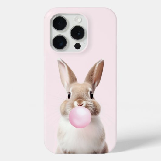 Tan Beige Bunny Blows Pink Bubble Gum Case-Mate iPhone Hülle (Rückseite)