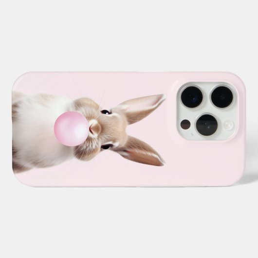 Tan Beige Bunny Blows Pink Bubble Gum Case-Mate iPhone Hülle (Rückseite (Horizontal))
