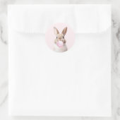 Tan Beige Bunny Blows Pink Bubble Gum Runder Aufkleber (Tasche)