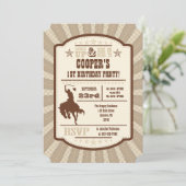 Tan Beige Cowboy Rodeo Geburtstagsparty Einladung (Stehend Vorderseite)