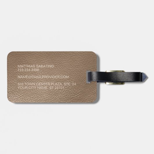 Tan Beige Dark Brown Simple Classy Kariert Pattern Gepäckanhänger (Rückseite horizontal)