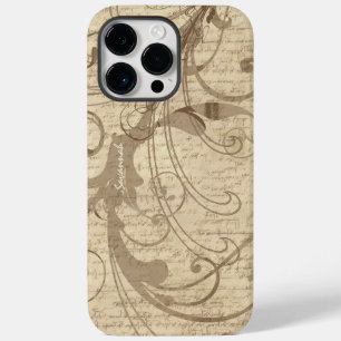 Tan Beige Earth Tones Vintages Schreiben Swirl iPh Case-Mate iPhone 14 Pro Max Hülle