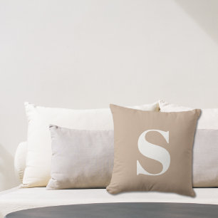 Tan Beige Initial Mit Monogramm Outdoor Pillow Kissen