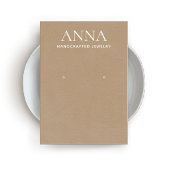 Tan Beige Leather Earring Display Visitenkarte
