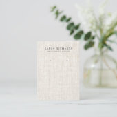 Tan Beige Linen Print Elegante Ohrring Display Visitenkarte (Stehend Vorderseite)