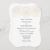 Tan Beige Mod Blume Konturen Hochzeiten Einladunge Einladung (Vorne/Hinten)
