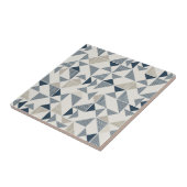 Tan Beige Navy Blue Square Triangle Elegant Fliese (Seite)