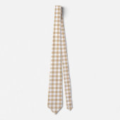 Tan Beige Plaid Gingham Neck Tie Krawatte (Vorderseite)