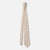 Tan Beige Plaid Gingham Neck Tie Krawatte (Rückseite)