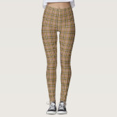 Tan Beige Plaid Retro Color Leggings (Vorderseite)