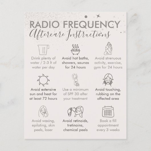 Tan Beige Radio Frequency Skin Aftercare Budget Flyer (Hinten)