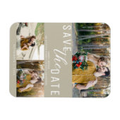 Tan Beige Save the Date Hochzeit 3 Fotos Magnet (Horizontal)