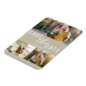 Tan Beige Save the Date Hochzeit 3 Fotos Magnet (Linke Seite)
