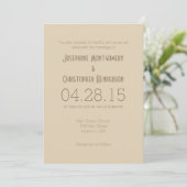 Tan Beige Simple Modern Wedding Einladung (Stehend Vorderseite)