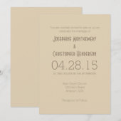 Tan Beige Simple Modern Wedding Einladung (Vorne/Hinten)