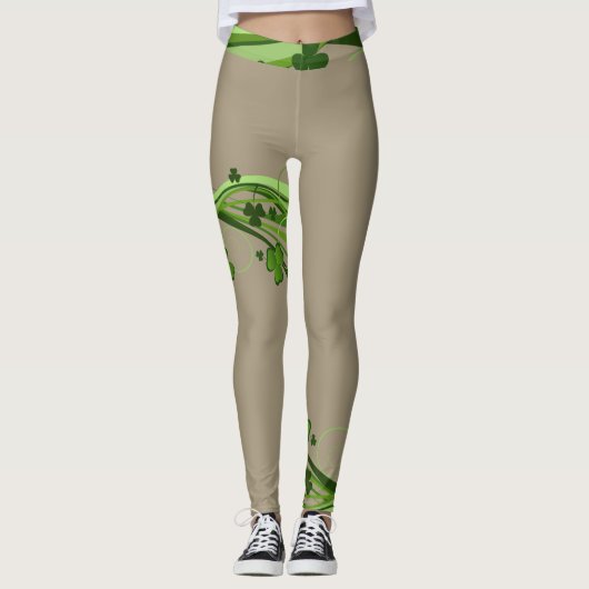 Tan Beige St Patrick's Day Leggings Patrick Pants (Vorderseite)