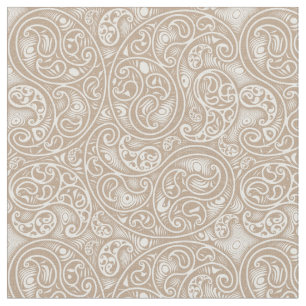 Tan Beige und Weiß Paisley Bote Muster Stoff