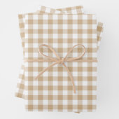 Tan Beige White Gingham Plaid Geschenkpapier Set (Beispiel)