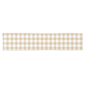 Tan Beige White Gingham Plaid Table Runner Kurzer Tischläufer (Horizontal)