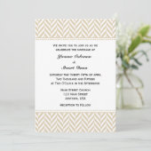 Tan Beige White Herringbone Wedding Einladung (Stehend Vorderseite)