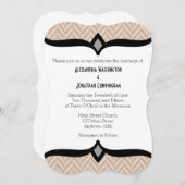 Tan Beige White Herringbone Wedding Einladung (Vorne/Hinten)