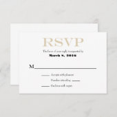 Tan Beige White Schlicht Simple Wedding RSVP Cards (Vorne/Hinten)