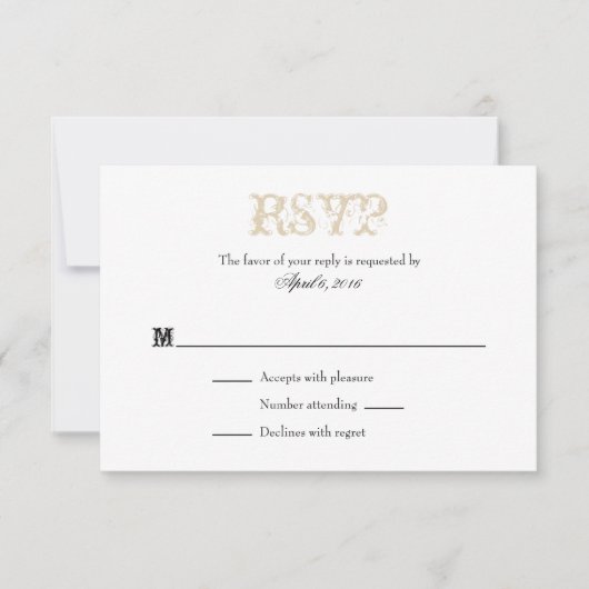 Tan Beige White Schlicht Simple Wedding RSVP Cards (Vorderseite)
