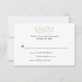 Tan Beige White Schlicht Simple Wedding RSVP Cards (Vorderseite)