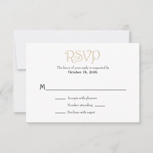 Tan Beige White Schlicht Simple Wedding RSVP Cards (Vorderseite)