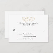 Tan Beige White Schlicht Simple Wedding RSVP Cards (Vorne/Hinten)