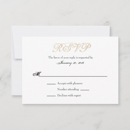 Tan Beige White Schlicht Simple Wedding RSVP Cards (Vorderseite)