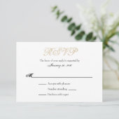 Tan Beige White Schlicht Simple Wedding RSVP Cards (Stehend Vorderseite)