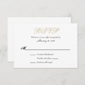 Tan Beige White Schlicht Simple Wedding RSVP Cards (Vorne/Hinten)