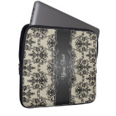Tan Black Damask Personalisierter Laptop-Sieb Laptopschutzhülle (Vorne Rechts)