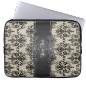 Tan Black Damask Personalisierter Laptop-Sieb Laptopschutzhülle (Vorderseite)