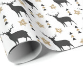 Tan & Black Deer Pattern, Weihnachten Geschenkpapier (Rolleneckpunkt)