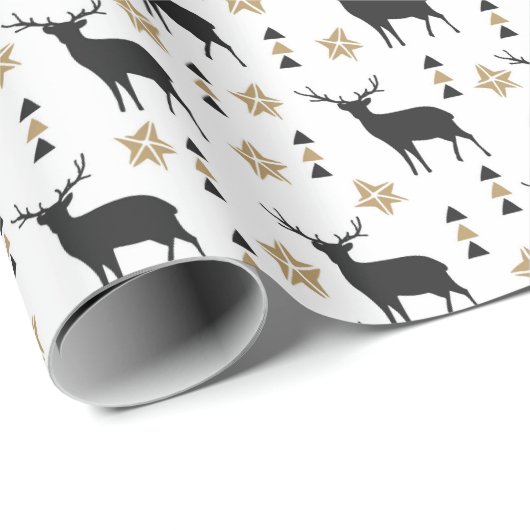 Tan & Black Deer Pattern, Weihnachten Geschenkpapier (Rolleneckpunkt)