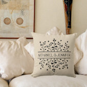 Tan & Black Floral Frame Monogram Wedding Kissen