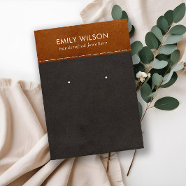 TAN BLACK LETHER TEXTURE STUD EARRING DISPLAPLAY VISITENKARTE