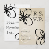 Tan & Black Modern Wedding RSVP mit Blume Karte (Vorne/Hinten)