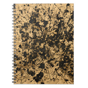 Tan Black Paint Spritzer Abstrakt Notebook Notizblock