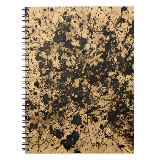 Tan Black Paint Spritzer Abstrakt Notebook Notizblock (Vorderseite)