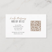 Tan Black QR Code Script Makeup Business Card Visitenkarte (Rückseite)