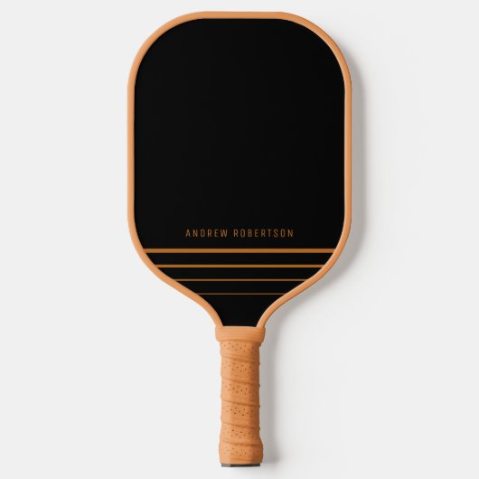 Tan & Black Simple Minimal Personalisiert Name Pickleball Schläger (Vorderseite)
