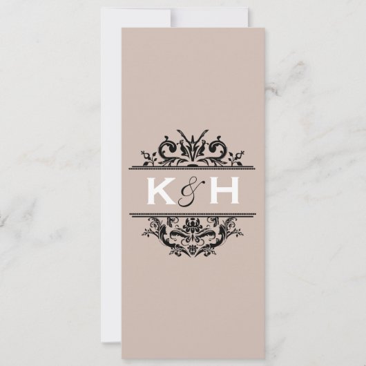 Tan & Black Skinny Wappen Einladung (Vorderseite)