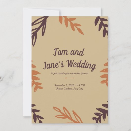 Tan-Blätter fallen Einladung (Vorderseite)