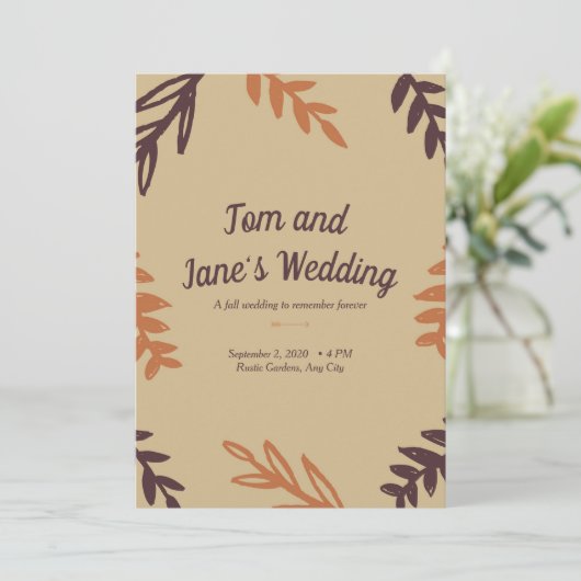 Tan-Blätter fallen Einladung (Stehend Vorderseite)