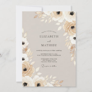 Tan Bloom Hochzeit Einladung