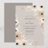 Tan Bloom Hochzeit Einladung (Vorne/Hinten)