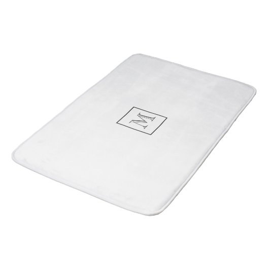 Tan & Blue Geometric | Monogramm Badematte (Schrägansicht)